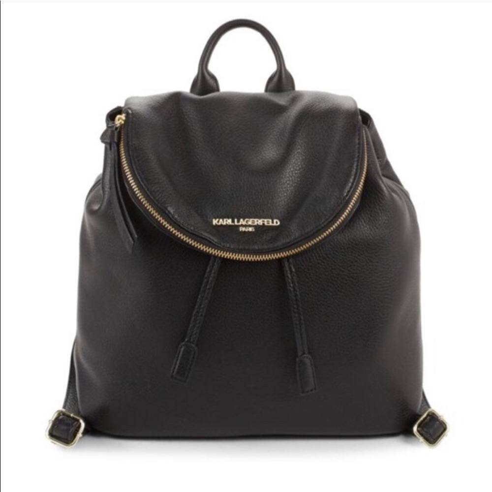 Karl Lagerfeld Black Leather Backpack